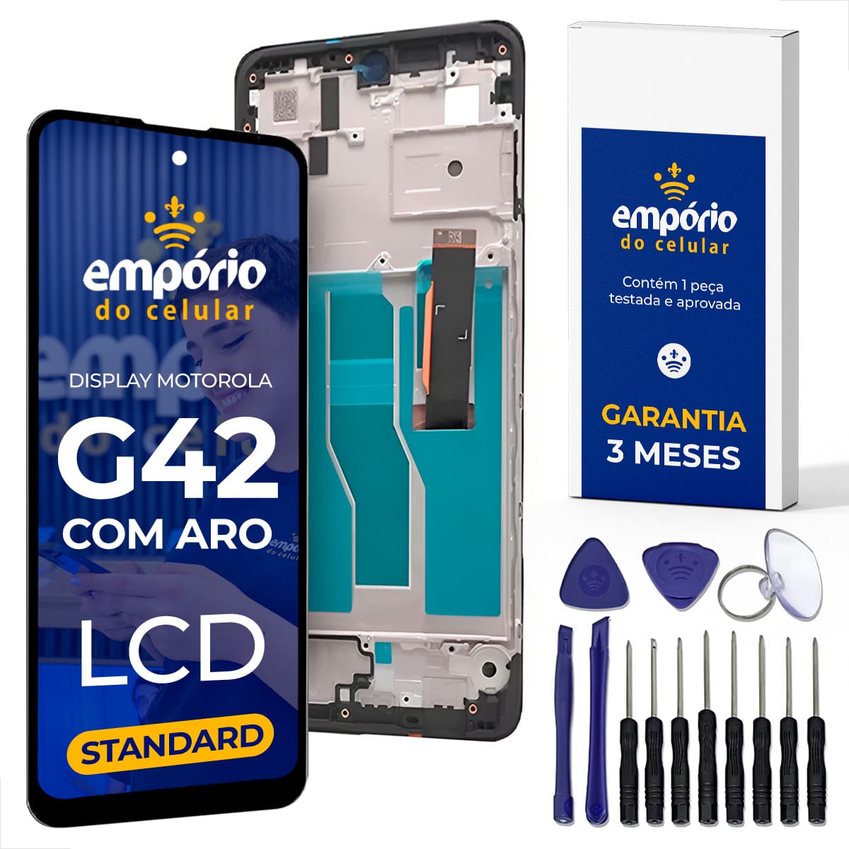 Tela Moto G42 Compatível Motorola Display Frontal Com Aro